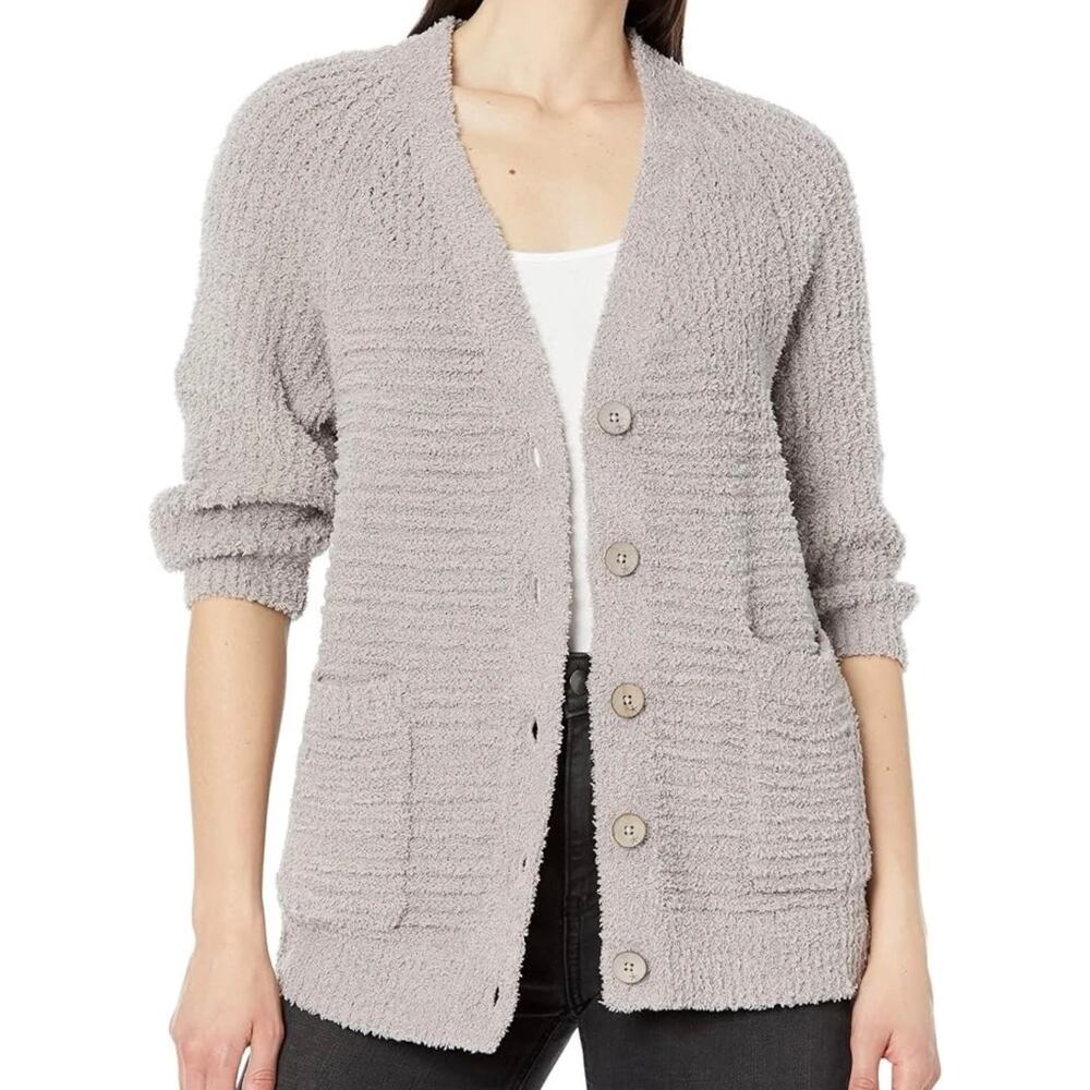 Barefoot Dreams CozyTwist Raglan Cardigan in Beach Rock Size XS Oversized